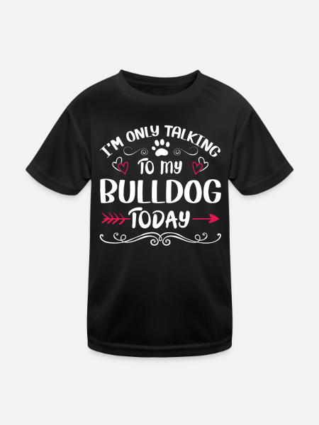 Dog Owner Talking to my Bulldog - Kinder Funktions-T-Shirt - Schwarz - Vorne