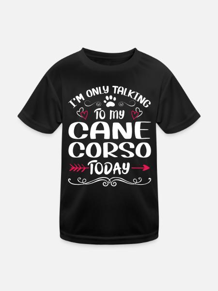 Dog Owner Talking to my Cane Corso - Kinder Funktions-T-Shirt - Schwarz - Vorne