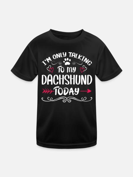 Dog Owner Talking to my Dachshund - Kinder Funktions-T-Shirt - Schwarz - Vorne