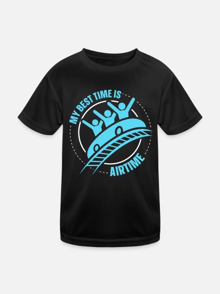 My Best Time Is Airtime Roller Coaster - Kids Functional T-Shirt - black - Front
