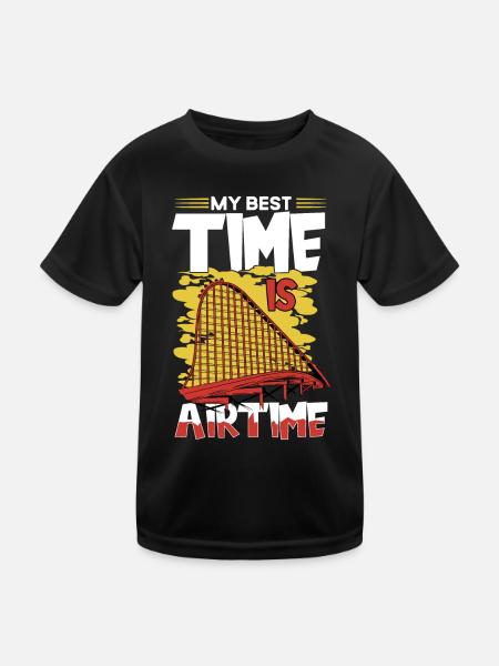 My Best Time Is Airtime Roller Coaster - Kids Functional T-Shirt - black - Front