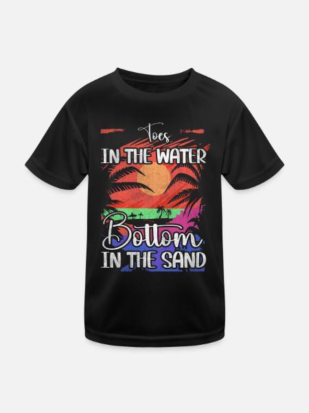 Orteils dans l’eau Fond Dans le sable Vacances à la plage - T-shirt sport Enfant - noir - Devant