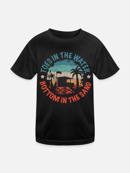 Toes In The Water Bottom In The Sand Beach Holidays - Kids Functional T-Shirt - black - Front