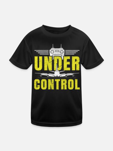 Under Control Model Airplane - Kids Functional T-Shirt - black - Front