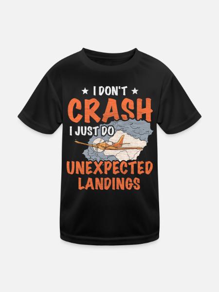 Je ne m’écrase pas, je fais juste des atterrissages inattendus - T-shirt sport Enfant - noir - Devant