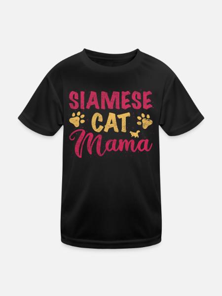 Siamese Cat Mom - Kinder Funktions-T-Shirt - Schwarz - Vorne