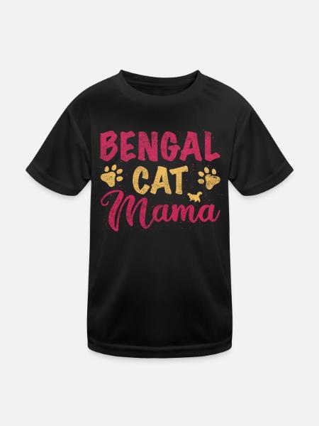 Bengal Cat Mom - Kinder Funktions-T-Shirt - Schwarz - Vorne