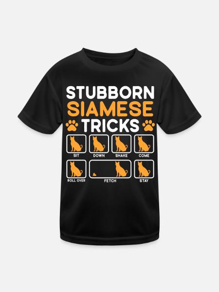 Stubborn Tricks Siamese Cat - Kinder Funktions-T-Shirt - Schwarz - Vorne