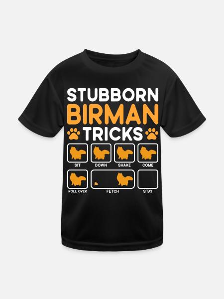 Stubborn Tricks Birman Cat - Kinder Funktions-T-Shirt - Schwarz - Vorne