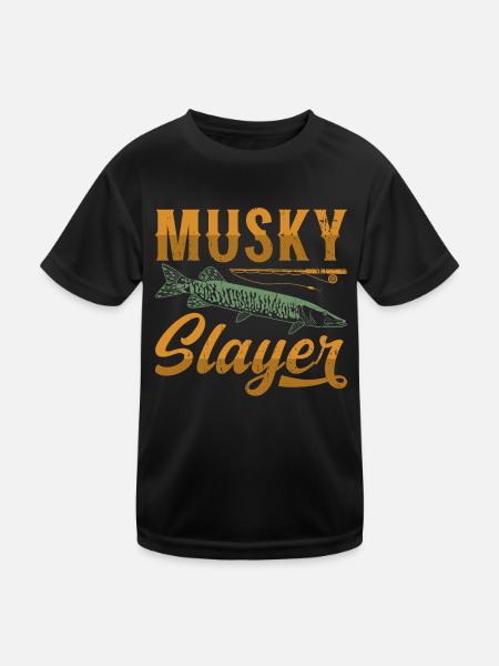 Musky Slayer Musky Fishing - Kids Functional T-Shirt - black - Front