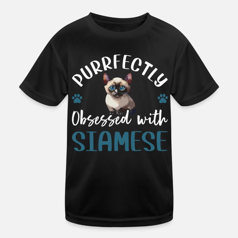 Purrfectly Obsessed With Siamese Kids Functional T-Shirt