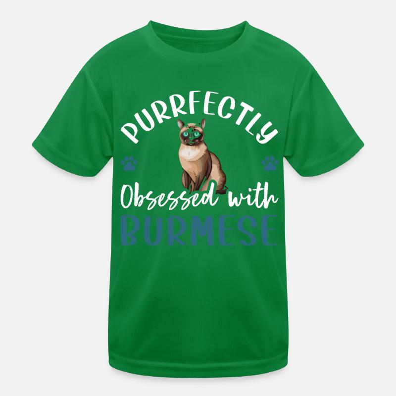 Purrfectly Obsessed With Burmese Kinder Funktions-T-Shirt