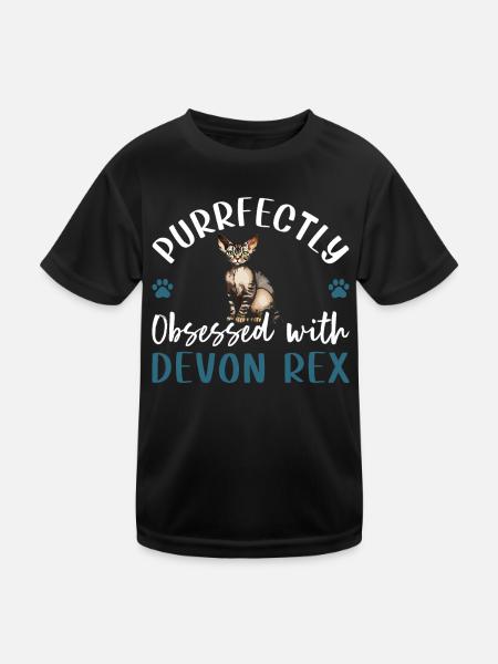 Purrfectly Obsessed With Devon Rex - Kids Functional T-Shirt - black - Front