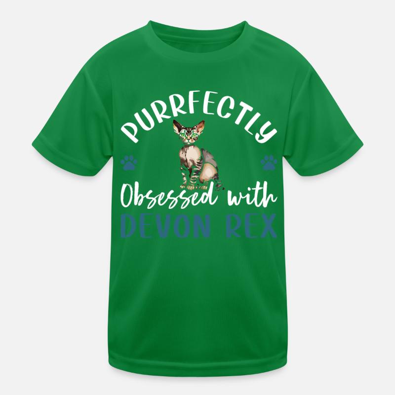 Purrfectly Obsessed With Devon Rex Kids Functional T-Shirt
