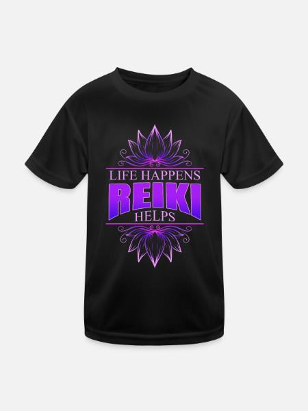 Le Reiki de la vie aide le Reiki Lotus - T-shirt sport Enfant - noir - Devant