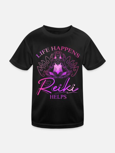 Le Reiki de la vie aide le Reiki Lotus - T-shirt sport Enfant - noir - Devant