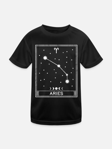 Widder Sternzeichen - Kinder Funktions-T-Shirt - Schwarz - Vorne