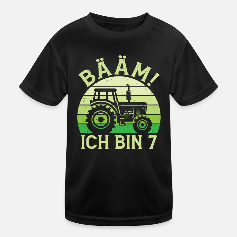 Ich bin 7 Jahre Drei Junge 7. Geburtstag Traktor Kinder Funktions-T-Shirt