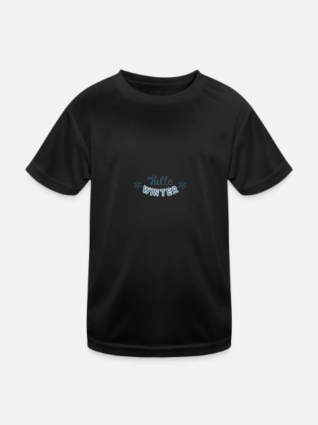 Hallo Winter - Winterliche Begrüßung - Kinder Funktions-T-Shirt - Schwarz - Vorne