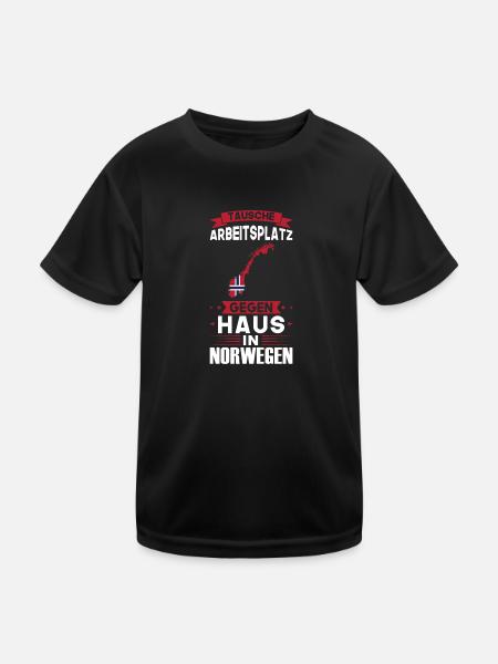 Norwegen Flagge Norwegisch Geschenk - Kinder Funktions-T-Shirt - Schwarz - Vorne