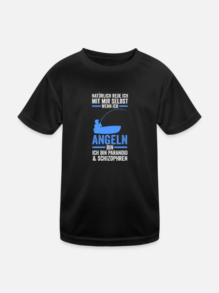 Angeln Fische Angler Geschenk - Kinder Funktions-T-Shirt - Schwarz - Vorne