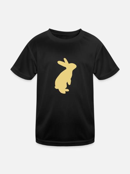 Hase - Kinder Funktions-T-Shirt - Schwarz - Vorne