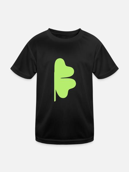 Kleeblatt - Kinder Funktions-T-Shirt - Schwarz - Vorne