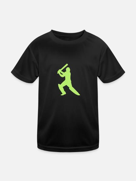 Cricket - Kinder Funktions-T-Shirt - Schwarz - Vorne
