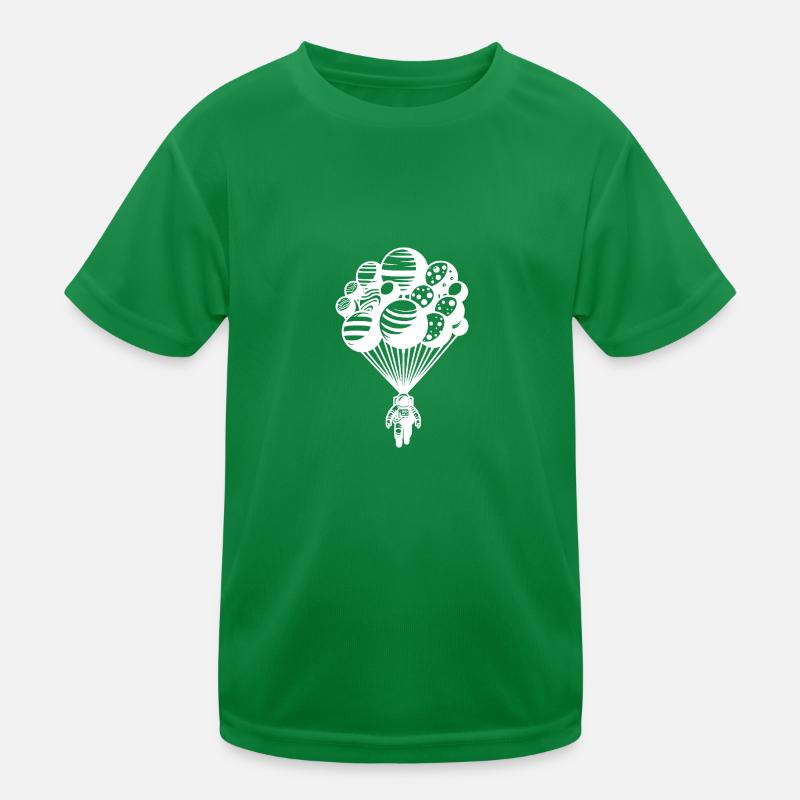 Astronaut in the cosmos with floating planets Kids Functional T-Shirt