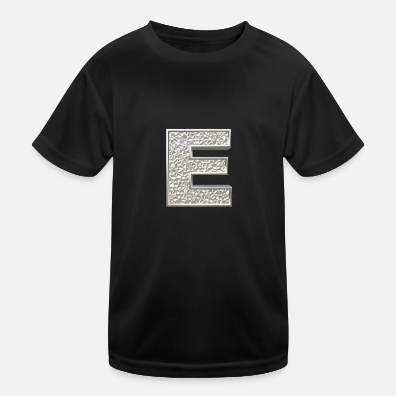 E, letter, letter E, initial, initial E, monogram, Kids Functional T-Shirt