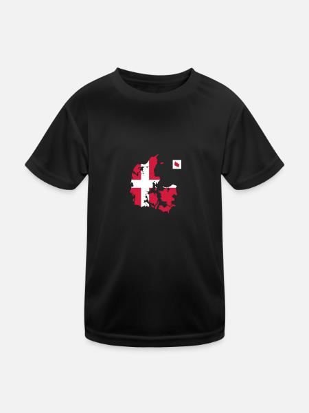Dänemark - Kinder Funktions-T-Shirt - Schwarz