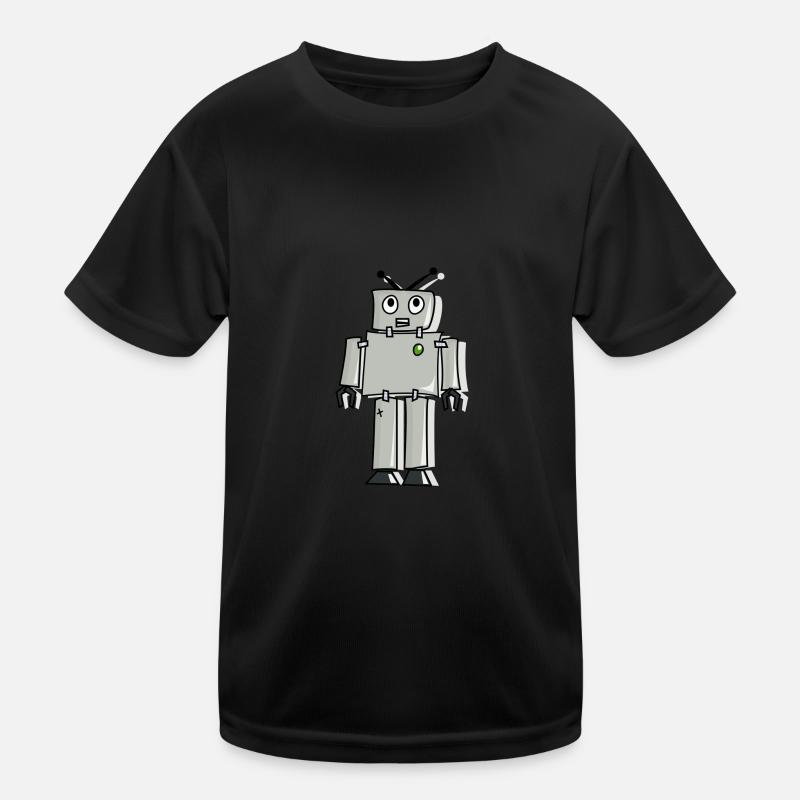 Roboter - Kinder Funktions-T-Shirt - Schwarz