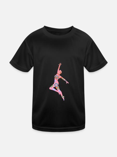 danseur, danse, illustration, danseur, étoiles - T-shirt sport Enfant - noir - Devant