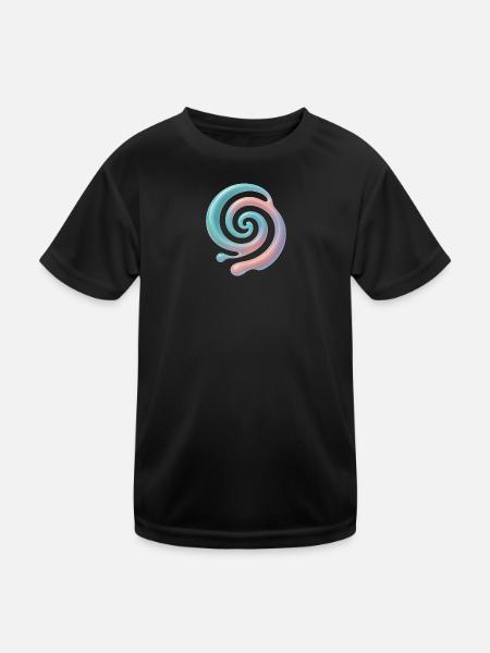 3D Spirale Pastell - Kinder Funktions-T-Shirt - Schwarz - Vorne