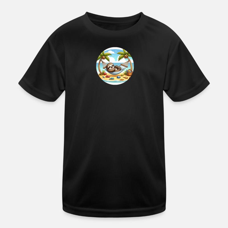 Beach lazy sloth in hammock Kids Functional T-Shirt