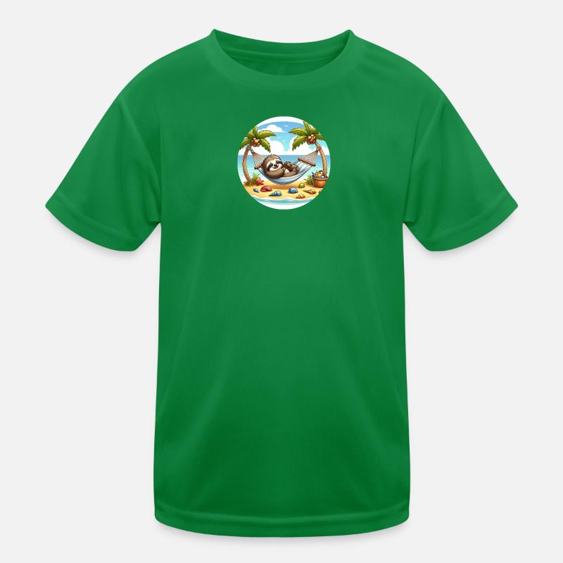 Strandfauler Faultier in Hängematte Kinder Funktions-T-Shirt