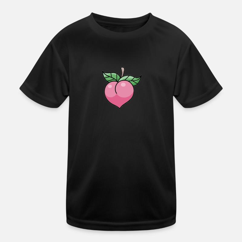 Pinker Pfirsich - Kinder Funktions-T-Shirt - Schwarz