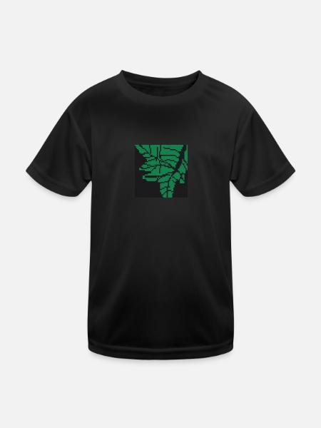 Blatt pixel Art - Kinder Funktions-T-Shirt - Schwarz - Vorne