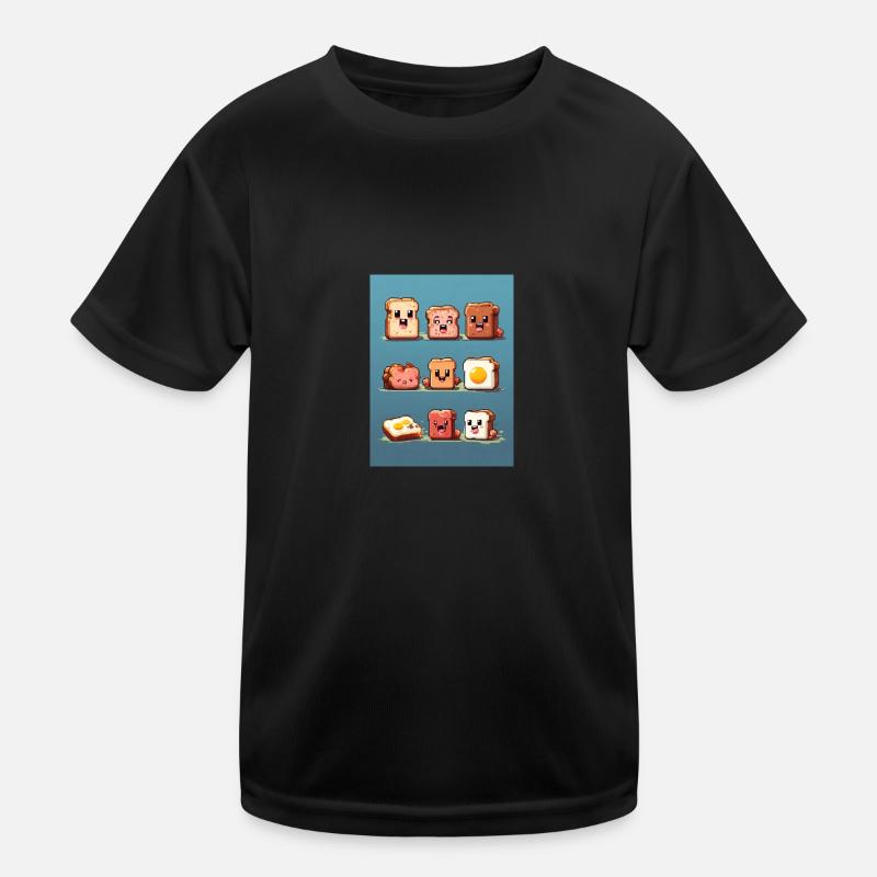Pixelart, Frühstück - Kinder Funktions-T-Shirt - Schwarz