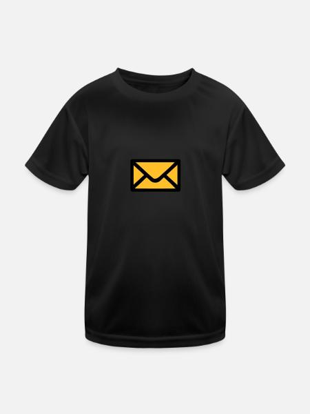 Brief Umschlag - Kinder Funktions-T-Shirt - Schwarz - Vorne