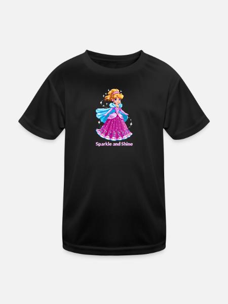 Pixel Art Anime Princess - Kids Functional T-Shirt - black - Front