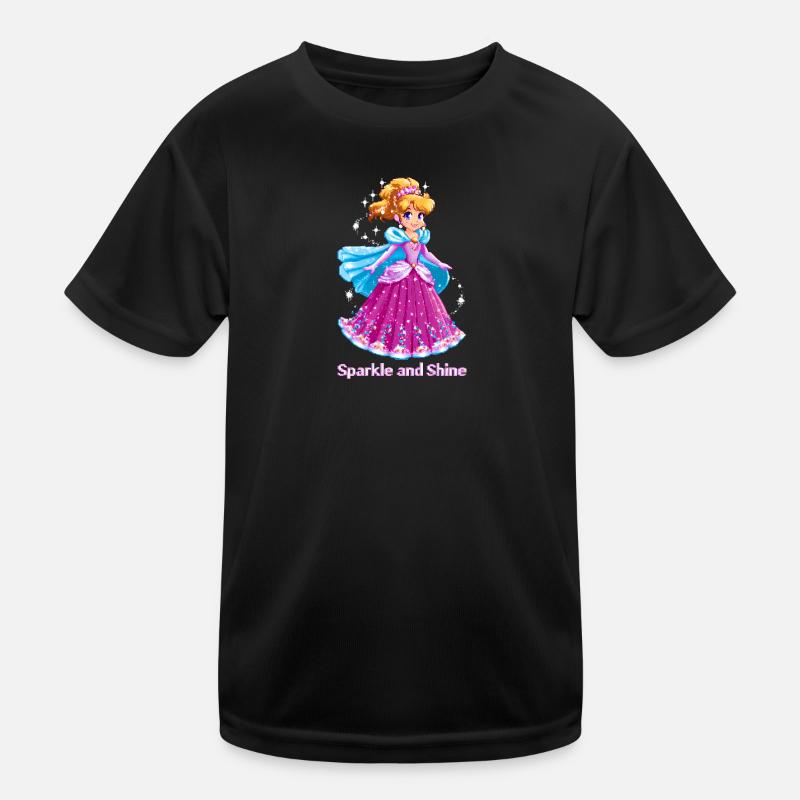 Pixel Art Anime Princess - Kids Functional T-Shirt - black