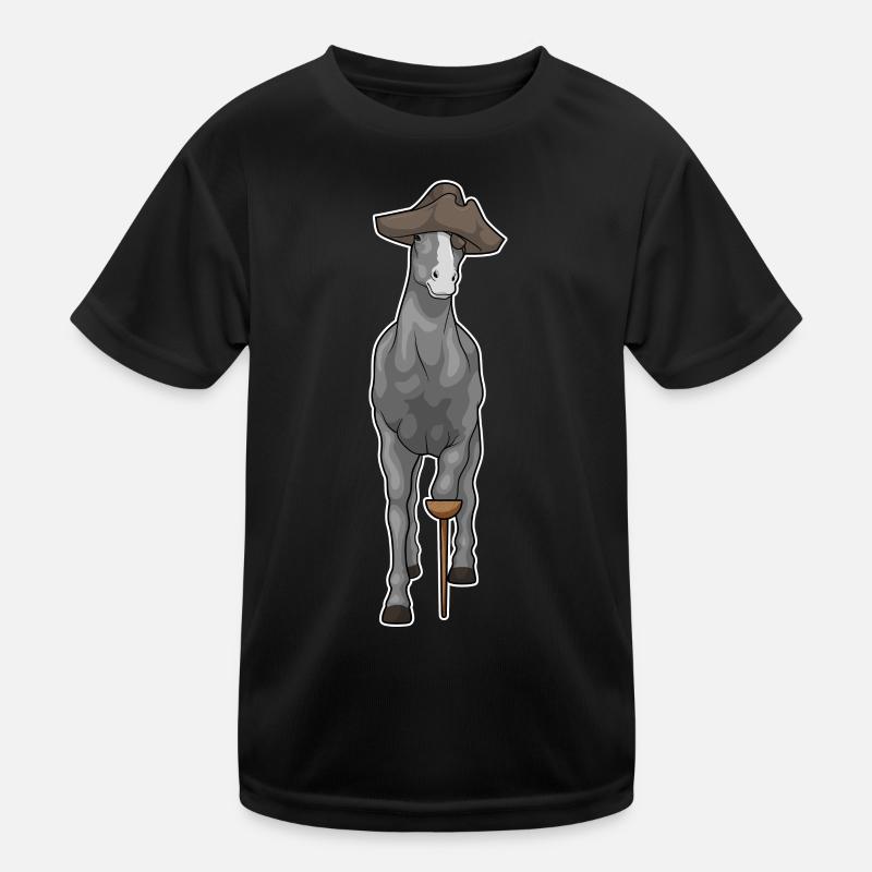 Pferd Pirat Holzbein Kinder Funktions-T-Shirt