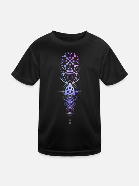 Helm der Ehrfurcht Triskele Okkult Wikinger Kelten - Kinder Funktions-T-Shirt - Schwarz - Vorne
