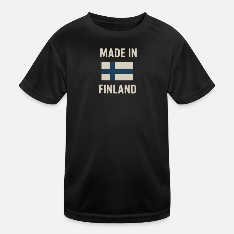 Finnish flag and text Made in Finland Kids Functional T-Shirt
