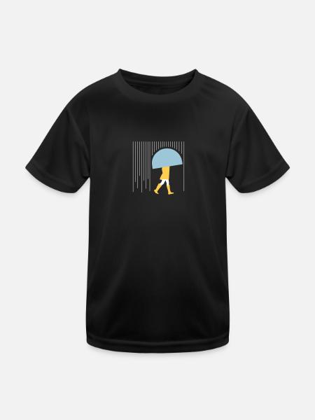 Mensch im Regen - Minimal - Kinder Funktions-T-Shirt - Schwarz - Vorne