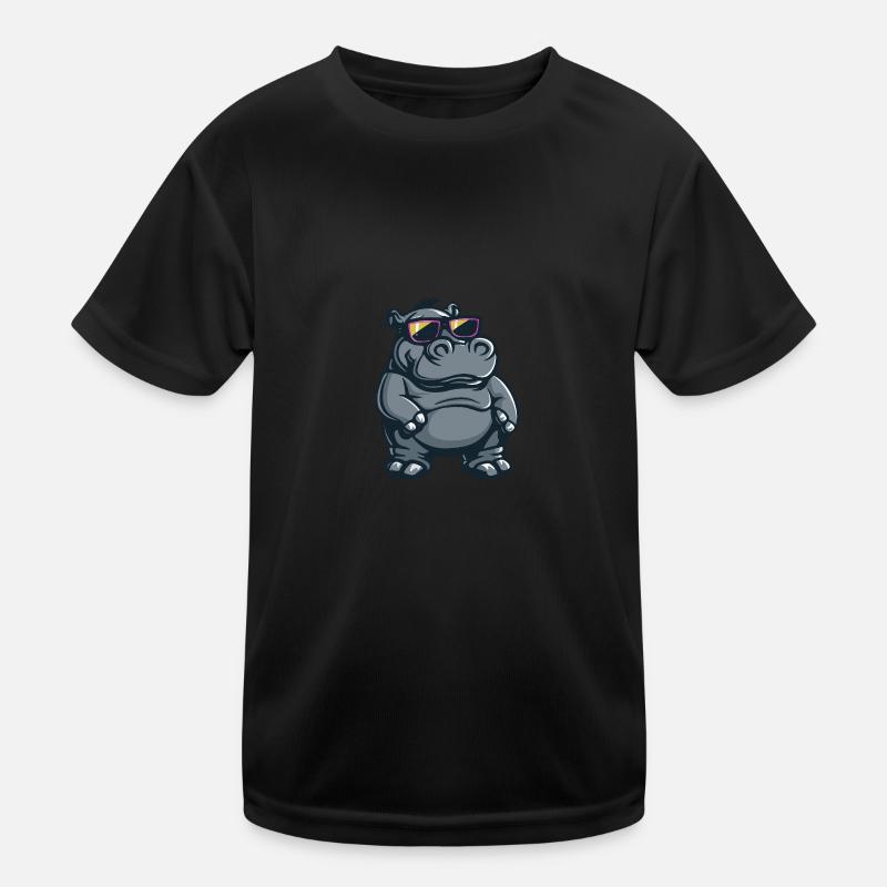 Nilpferd Cool Tier Kinder Funktions-T-Shirt