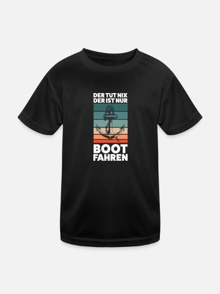 Boot Segeln Segelboot Geschenk - Kinder Funktions-T-Shirt - Schwarz - Vorne