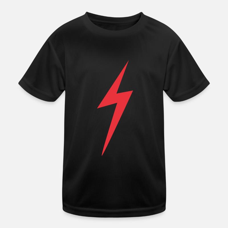 Roter Blitz Blitzschlag Comic Stil Elektrisch Kinder Funktions-T-Shirt