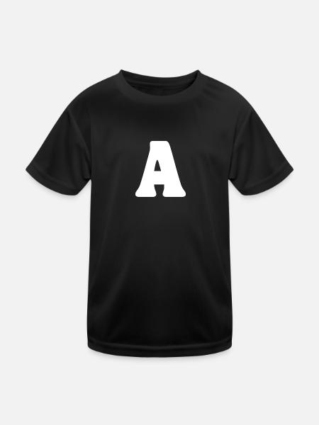 A - Kinder Funktions-T-Shirt - Schwarz - Vorne